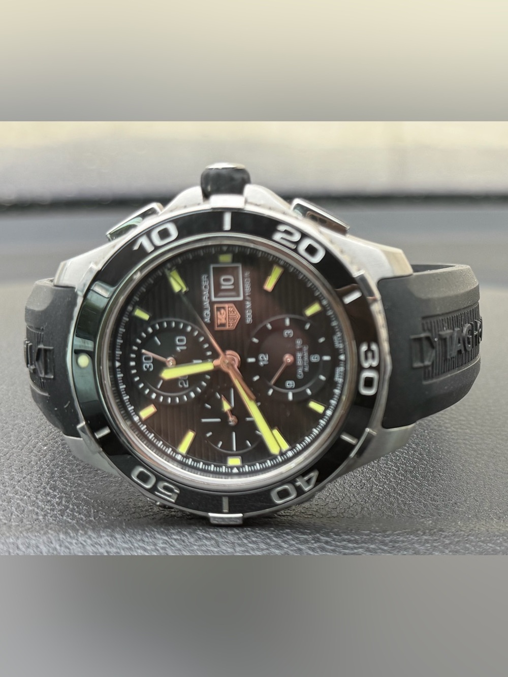 Tag Heuer Black and Yellow Chronograph Dive Watch